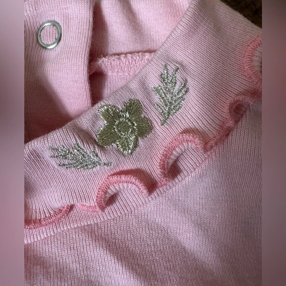 Gymboree 18-24 months Pink Ruffle Collar‎ Gold Embroidery Shirt Glamorous